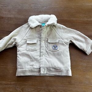 Disney baby cream colored corduroy snap up fleece lined jacket. Mickey logo 9M